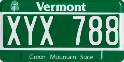 VT license plate XYX788