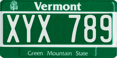 VT license plate XYX789