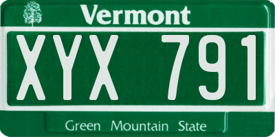 VT license plate XYX791