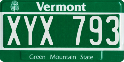 VT license plate XYX793