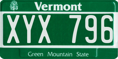 VT license plate XYX796