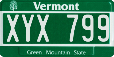 VT license plate XYX799