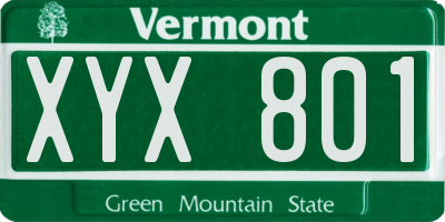 VT license plate XYX801