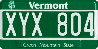 VT license plate XYX804