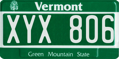 VT license plate XYX806