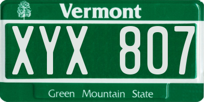 VT license plate XYX807
