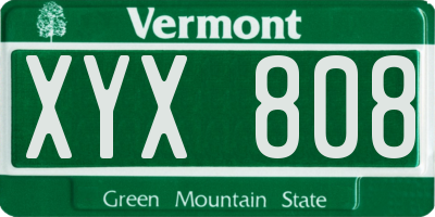 VT license plate XYX808