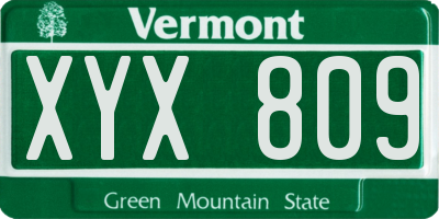 VT license plate XYX809