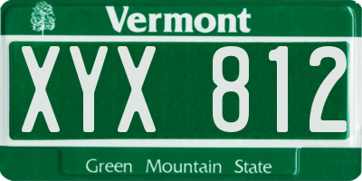 VT license plate XYX812