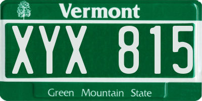 VT license plate XYX815