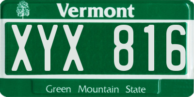 VT license plate XYX816