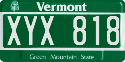 VT license plate XYX818