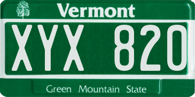 VT license plate XYX820