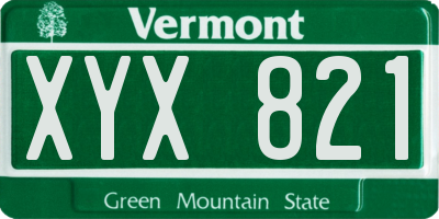 VT license plate XYX821