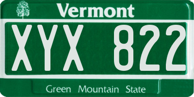 VT license plate XYX822