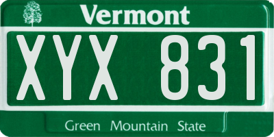 VT license plate XYX831