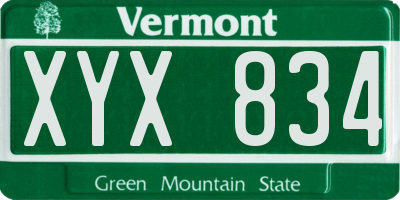 VT license plate XYX834