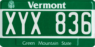 VT license plate XYX836