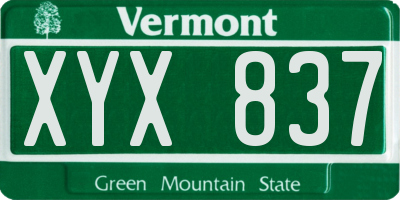 VT license plate XYX837