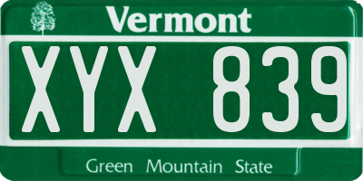 VT license plate XYX839