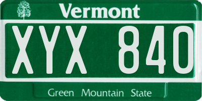 VT license plate XYX840