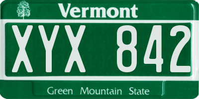 VT license plate XYX842