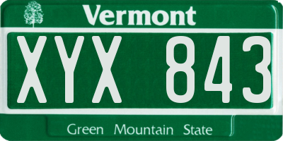 VT license plate XYX843