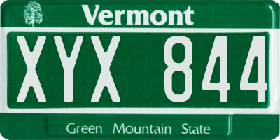 VT license plate XYX844