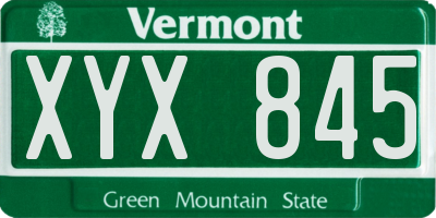 VT license plate XYX845