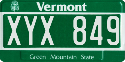 VT license plate XYX849