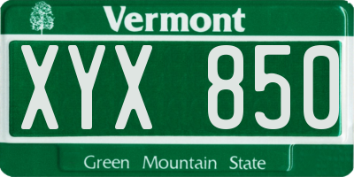 VT license plate XYX850