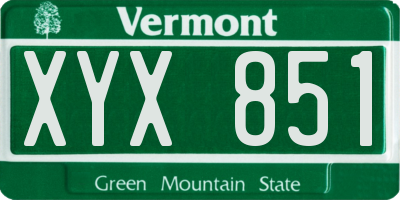 VT license plate XYX851