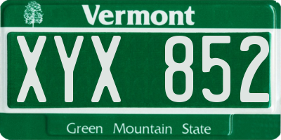 VT license plate XYX852