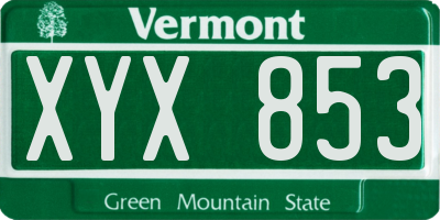VT license plate XYX853