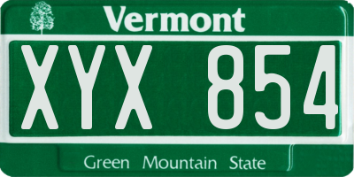 VT license plate XYX854