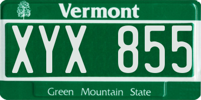 VT license plate XYX855