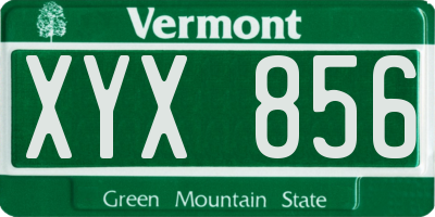 VT license plate XYX856