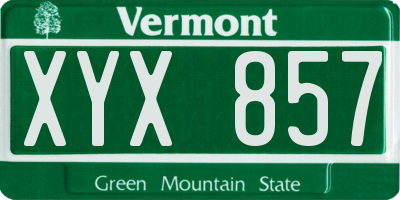 VT license plate XYX857