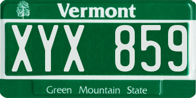 VT license plate XYX859