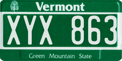 VT license plate XYX863