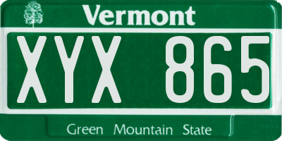 VT license plate XYX865