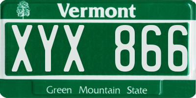 VT license plate XYX866