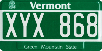 VT license plate XYX868
