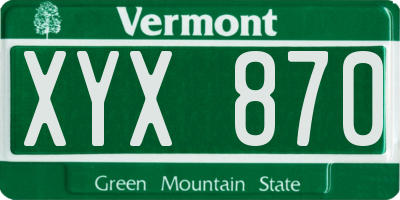 VT license plate XYX870
