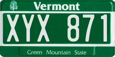 VT license plate XYX871