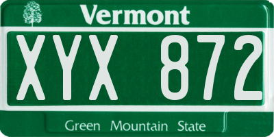 VT license plate XYX872