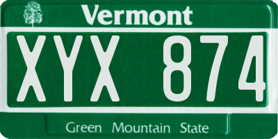 VT license plate XYX874