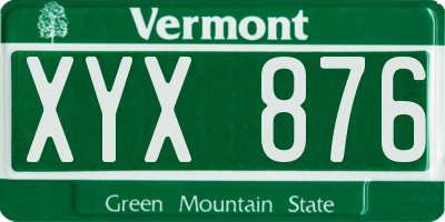 VT license plate XYX876