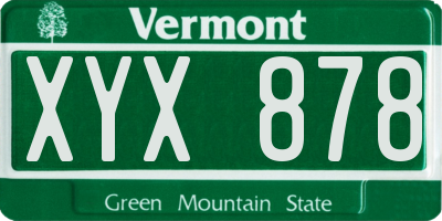 VT license plate XYX878