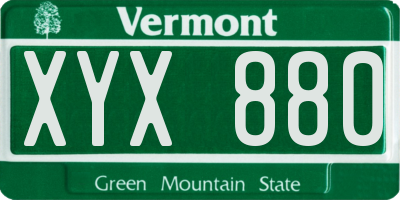 VT license plate XYX880